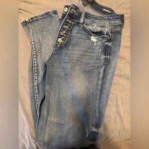 Judy Blue Button Fly Skinny Jeans - Medium Blue
